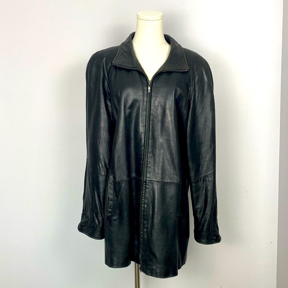 Vintage Gallery Full Leather Jacket Zip front size large - Picture 1 of 15